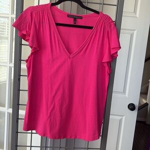 White House Black Market pink Flutter Sleeve Tee